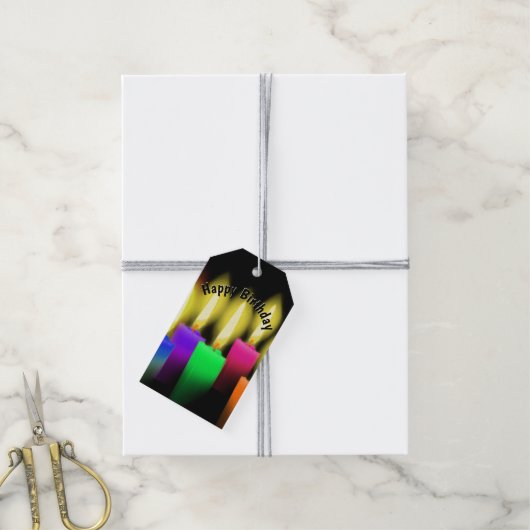 誕生日キャンドルオンブラック ギフトタグ (より糸付き)