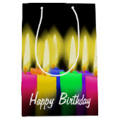 誕生日キャンドルオンブラック ミディアムペーパーバッグ (正面)