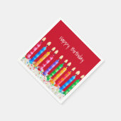 誕生日キャンドルオンレッド スタンダードカクテルナプキン (角)