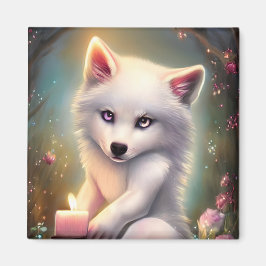 誕生日キャンドルカワイルホワイトベビーキツネ マグネット