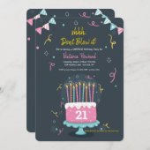 誕生日キャンドルサプライズ誕生パーティー 招待状 (正面/裏面)