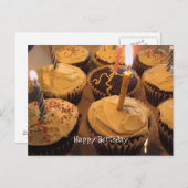 誕生日キャンドル付きカップケーキ ポストカード (正面/裏面)