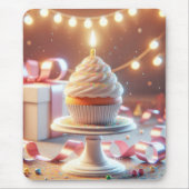誕生日キャンドル付きカップケーキ マウスパッド (正面)