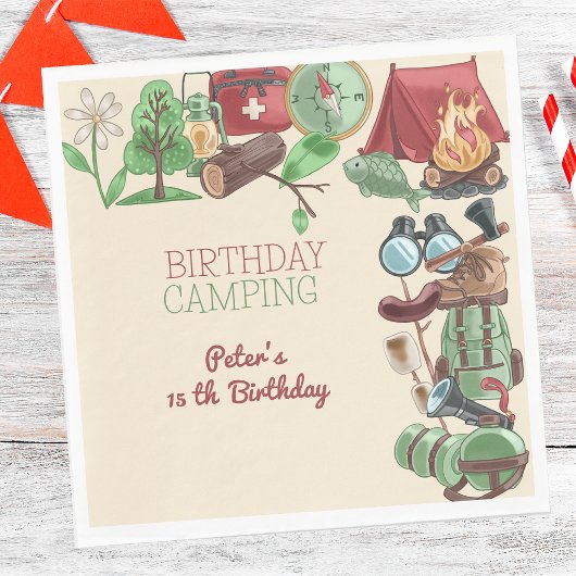 誕生日キャンプ自然ハイキング子供へ スタンダードランチョンナプキン