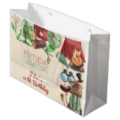 誕生日キャンプ自然ハイキング子供へ ラージペーパーバッグ (正面アングル)