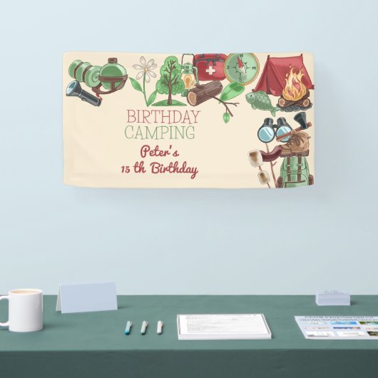 誕生日キャンプ自然ハイキング子供へ 横断幕 (トレードショー)