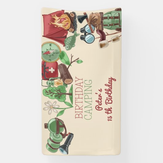 誕生日キャンプ自然ハイキング子供へ 横断幕 (縦)