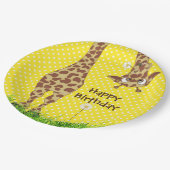 誕生日キリン水玉模様付きデイジー ペーパープレート (アングル)