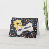 誕生日キルトドッグデザイン骨付き カード (正面)