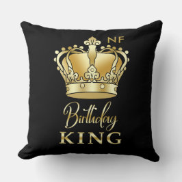 誕生日キング金ゴールドクラウン王室のモノグラムラグジュアリー クッション