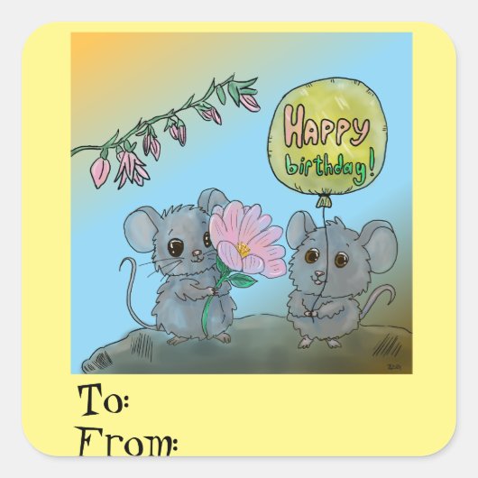 誕生日ギフトからステッカー スクエアシール (正面)