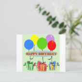 誕生日ギフトとバルーン ポストカード (スタンド正面)