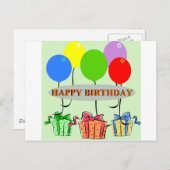 誕生日ギフトとバルーン ポストカード (正面/裏面)