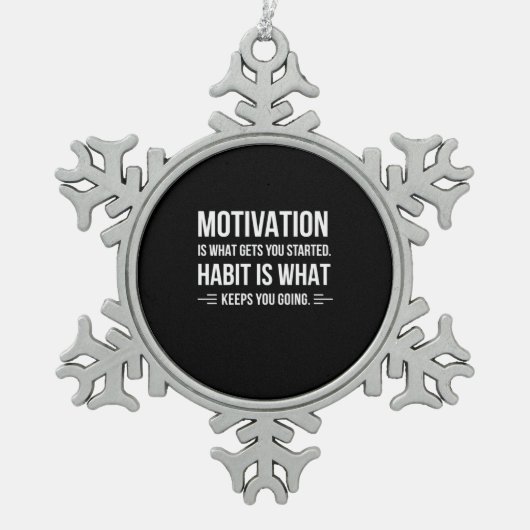 誕生日ギフトのモチベーションを始める スノーフレークピューターオーナメント (正面)