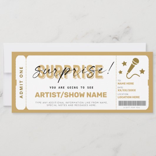 誕生日ギフトコンサートチケットテンプレート提示伝票 (正面)