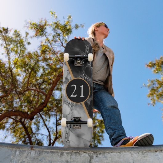 誕生日ギフトスケートボード白黒チェックマーブル スケートボード (室外1)