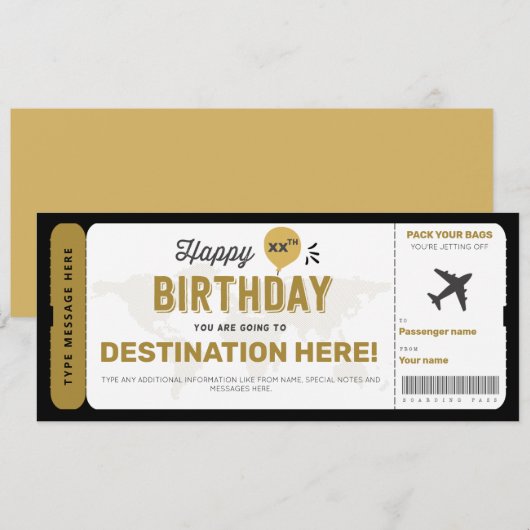 誕生日ギフトチケットサプライズ搭乗券カード (正面/裏面)