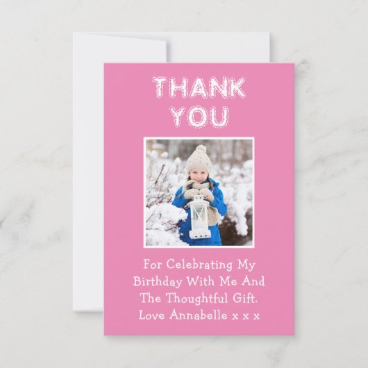 誕生日ギフトピンクサンキューカード サンキューカード (正面)