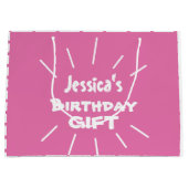 誕生日ギフトピンクパーソナライズされた抱き枕 ラージペーパーバッグ (正面)