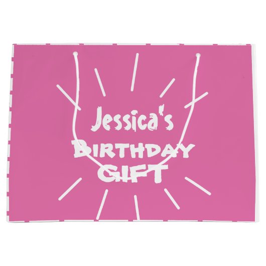 誕生日ギフトピンクパーソナライズされた抱き枕 ラージペーパーバッグ (正面)