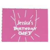 誕生日ギフトピンクパーソナライズされた抱き枕 ラージペーパーバッグ (裏面)