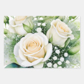 誕生日ギフトラップクラシックズホワイトローズ ラッピングペーパーシート (正面2)