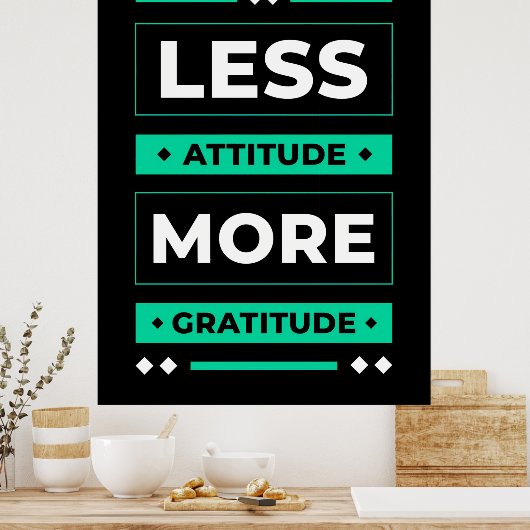 誕生日ギフト少ない態度より感謝 ポスター (キッチン)