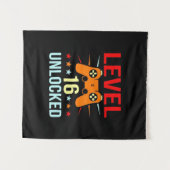 誕生日ギフト | レベル16を解除したゲーマー タペストリー (正面(横))