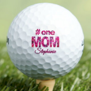 誕生日ギフト#One MOMピンクフローラ パーソナライズされた ゴルフボール