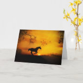誕生日ギャロピンピングウマアンドバードサンセット カード (黄色い花)