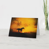 誕生日ギャロピンピングウマアンドバードサンセット カード (正面)