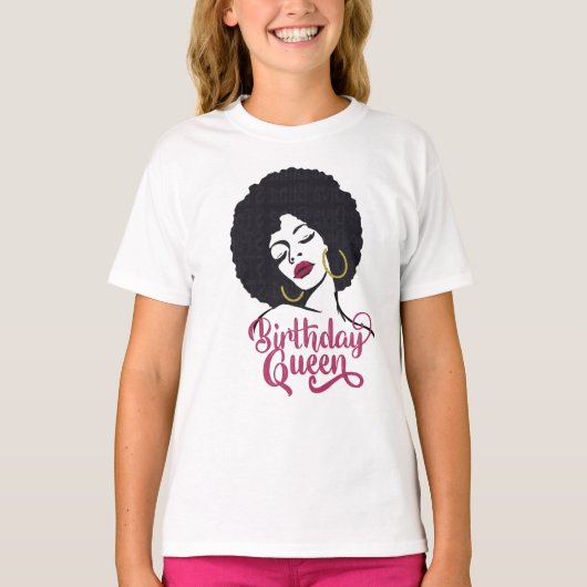 誕生日クイーンハッピーバースデーパーティー Tシャツ (正面)