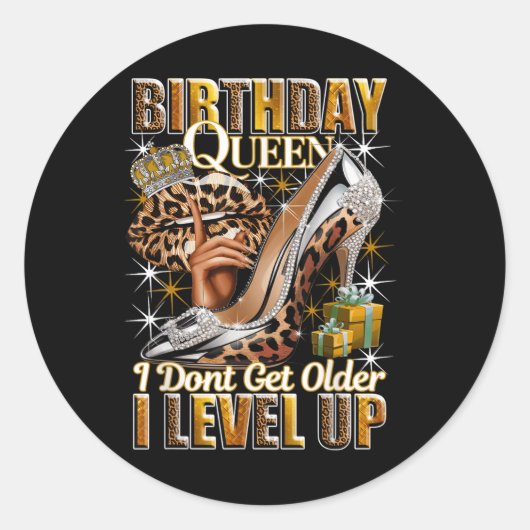 誕生日クイーン私は古いIレベルアップ女性を取得しない ラウンドシール (正面)