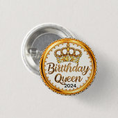誕生日クイーン金ゴールドクラウンパーティー2024ガールズデイ 缶バッジ (正面&裏面)