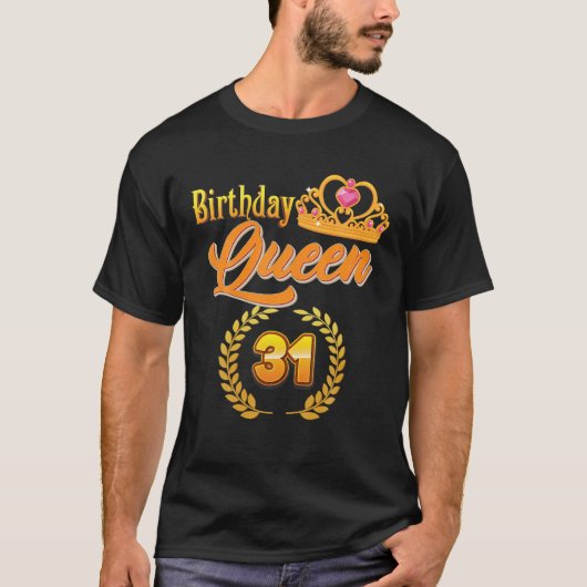 誕生日クイーン31年オールドゴールデンクラウン31stバット tシャツ (正面)