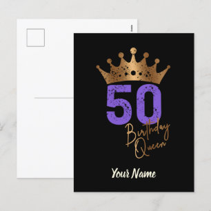 誕生日クイーン50 50歳の誕生日ヴィンテージクラウン シーズンポストカード
