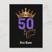 誕生日クイーン50 50歳の誕生日ヴィンテージクラウン シーズンポストカード (正面)