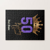 誕生日クイーン50 50歳の誕生日ヴィンテージクラウン ジグソーパズル (横)