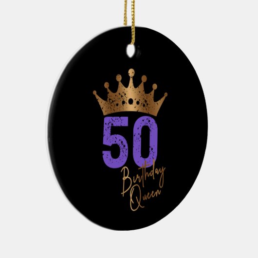 誕生日クイーン50 50歳の誕生日ヴィンテージクラウン セラミックオーナメント (右)
