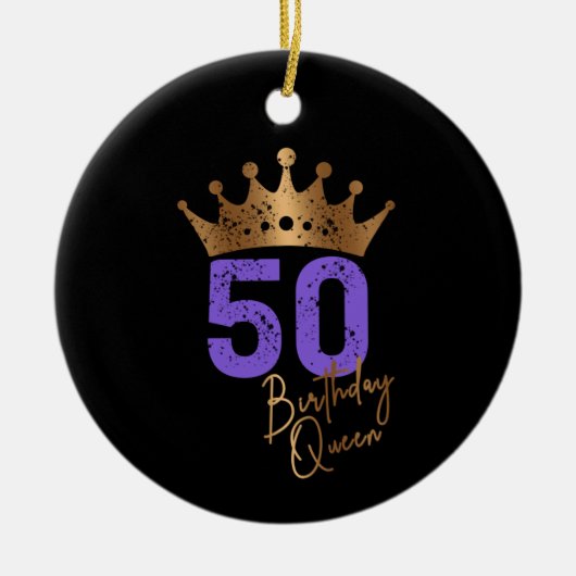 誕生日クイーン50 50歳の誕生日ヴィンテージクラウン セラミックオーナメント (正面)