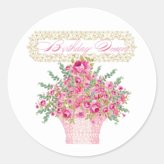 誕生日クイーン、ハッピーバースデー封筒用シール ラウンドシール (正面)
