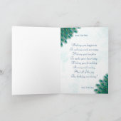 誕生日クジャク羽の写真カード カード (内部)