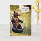 誕生日クマがタイヤスイングをする カード (黄色い花)