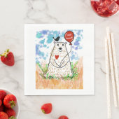 誕生日クマとブラックバードナプキン スタンダードランチョンナプキン (インサイチュ)