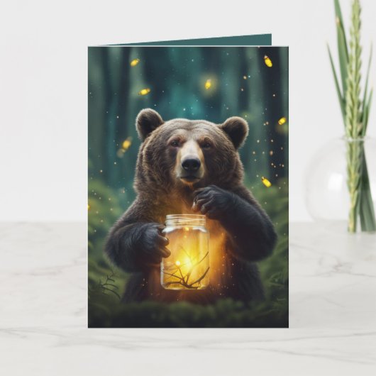 誕生日クマのホタル入り カード (正面)