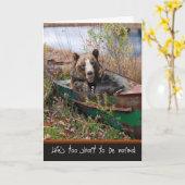 誕生日クマをボートに カード (黄色い花)