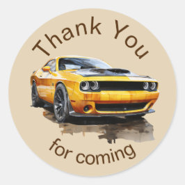 誕生日クラシックアメリカンマッスルカー感謝していユー ラウンドシール