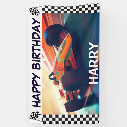 誕生日クラシックレーシングカーバナー 横断幕 (縦)
