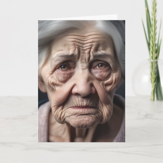 誕生日クランキーオールドレディ顔 カード (正面)