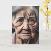 誕生日クランキーオールドレディ顔 カード (黄色い花)